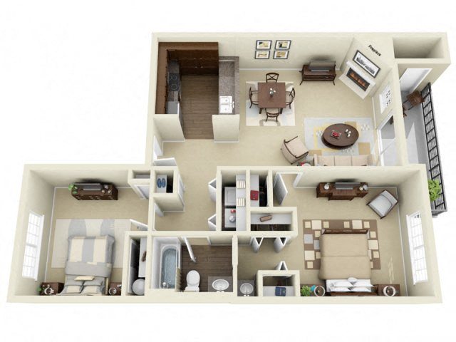 Floor plan layout diagram for 2x1 (Premium)